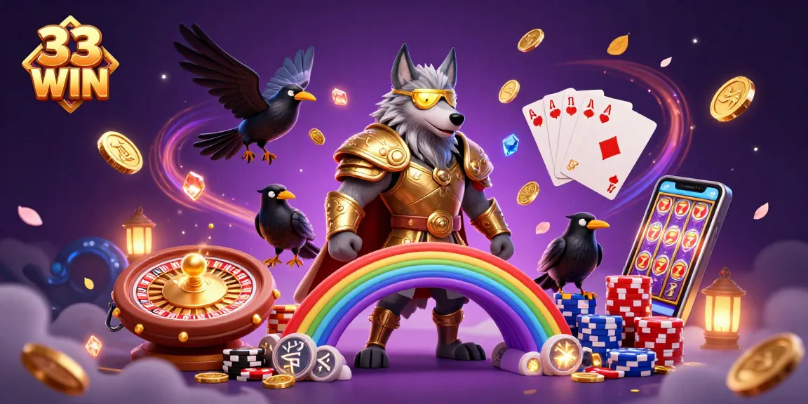 Experience thrilling victories and excitement at 33 WIN with our vibrant casino kingdom illustration.