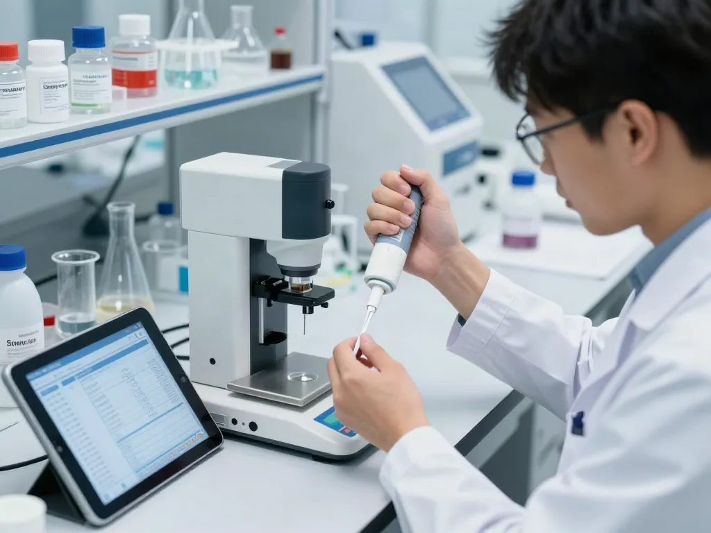 Scientist preparing Swiss Chems products with precision in a professional lab setting