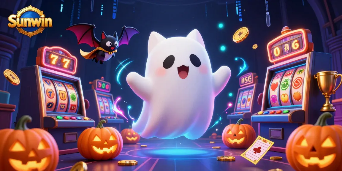 Experience the thrill of Sunwin in a vibrant haunted casino scene filled with excitement.