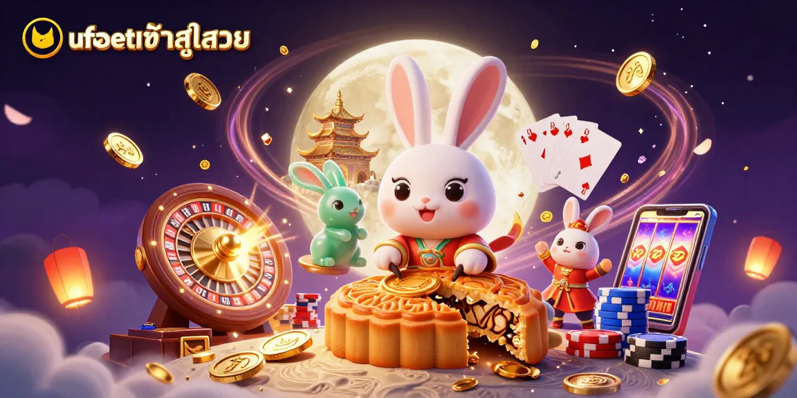 Engage with ufabetเข้าสู่ระบบ on a lunar scene filled with golden coins and poker chips.