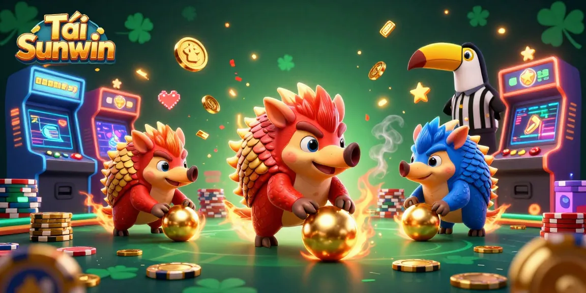 Tải Sunwin and experience energetic gaming action with vibrant pangolins in a colorful casino setting.
