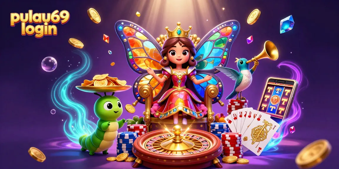 Engage in thrilling play at pulau69 login with vibrant casino elements and lucky symbols.