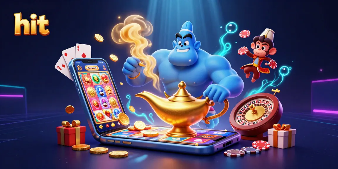 Hit thrilling game experiences with the magical genie and vibrant casino elements bursting with excitement.