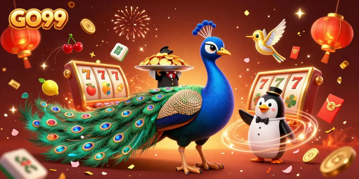 Experience the excitement of GO99 as slots spin with vibrant characters and festive elements.