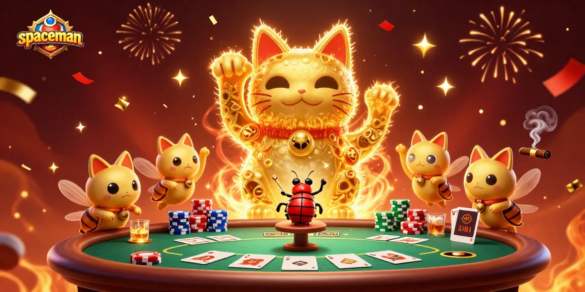 Enjoy winning strategies with Spaceman, a vibrant, action-packed casino scene featuring poker elements.