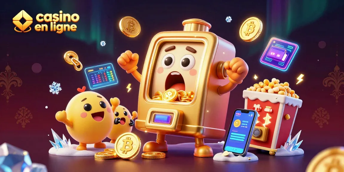 Machine à sous en ligne casino en ligne avec des jackpots et des machines à sous qui célèbrent, générant des pièces d'or.