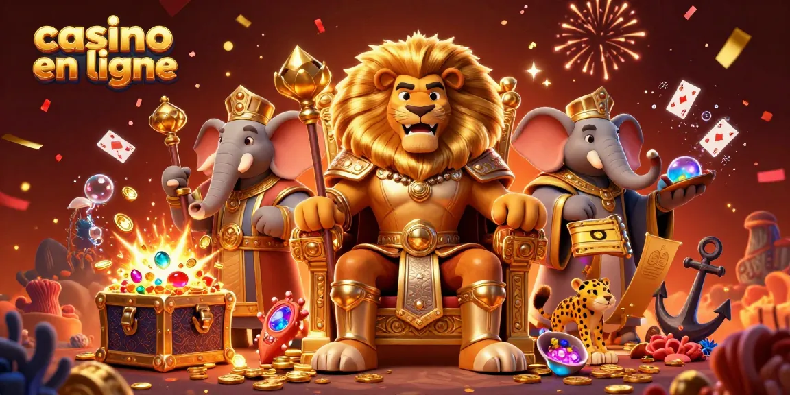Participez à des aventures palpitantes de casino en ligne avec une scène 3D vibrante de personnages royaux et d'éléments de jeu dynamiques.