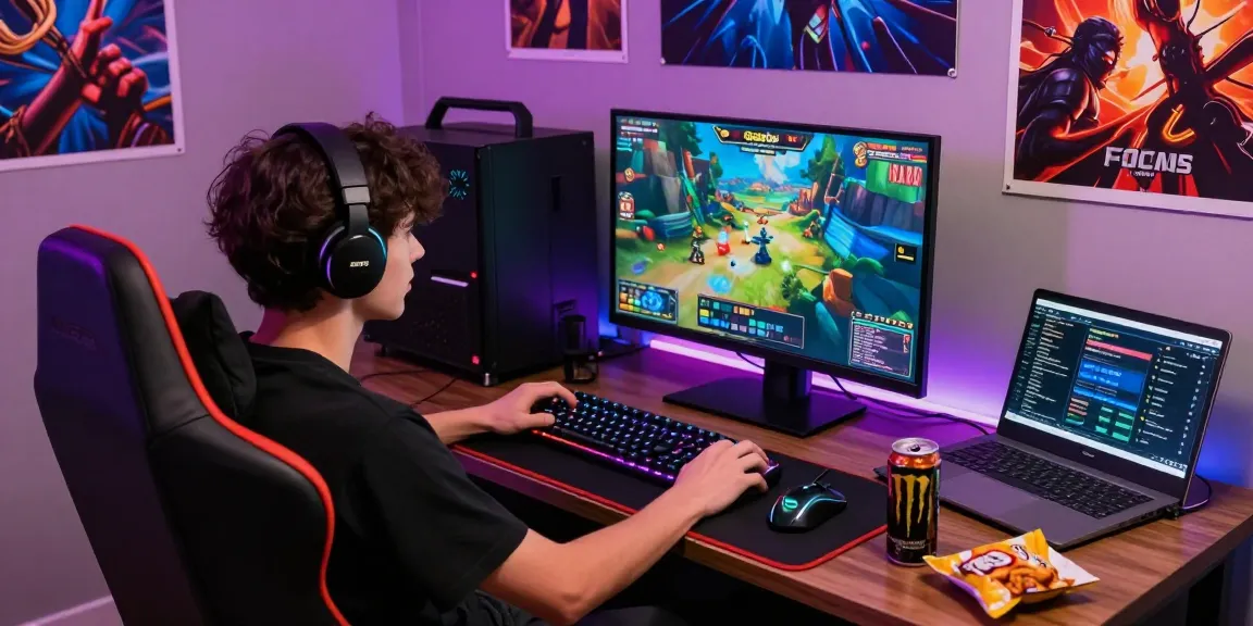 Player enjoying 68gamebai in an immersive gaming setup with colorful lighting and gaming peripherals.