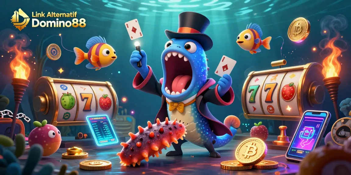 Engage with Link Alternatif Domino88 through a colorful 3D casino magic scene filled with slot game excitement.