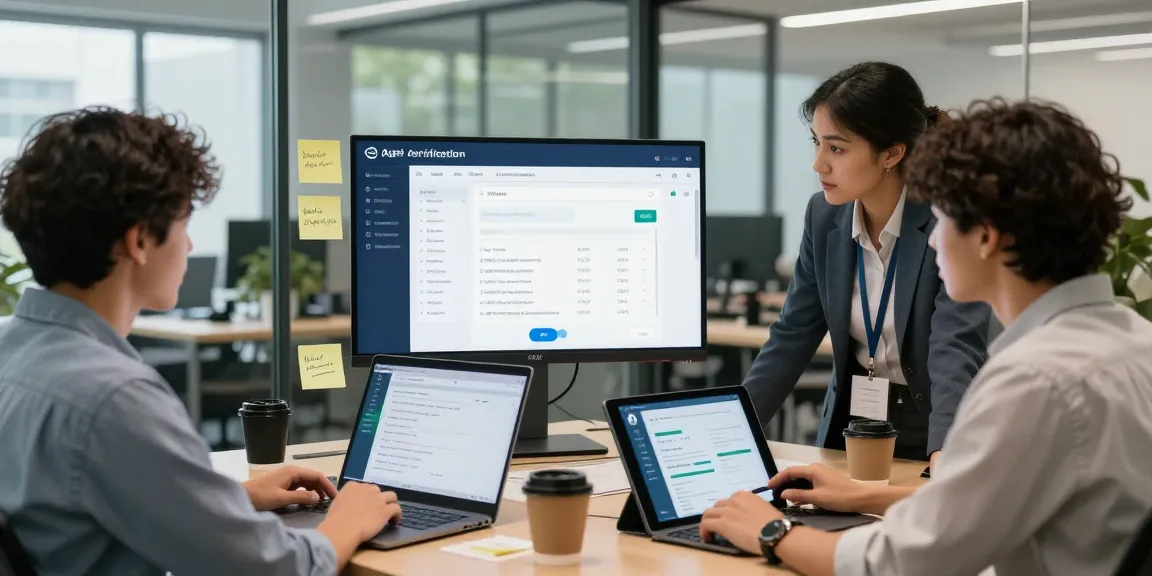 Age verification system demonstration in a modern workspace with a diverse tech team collaborating on innovative solutions.