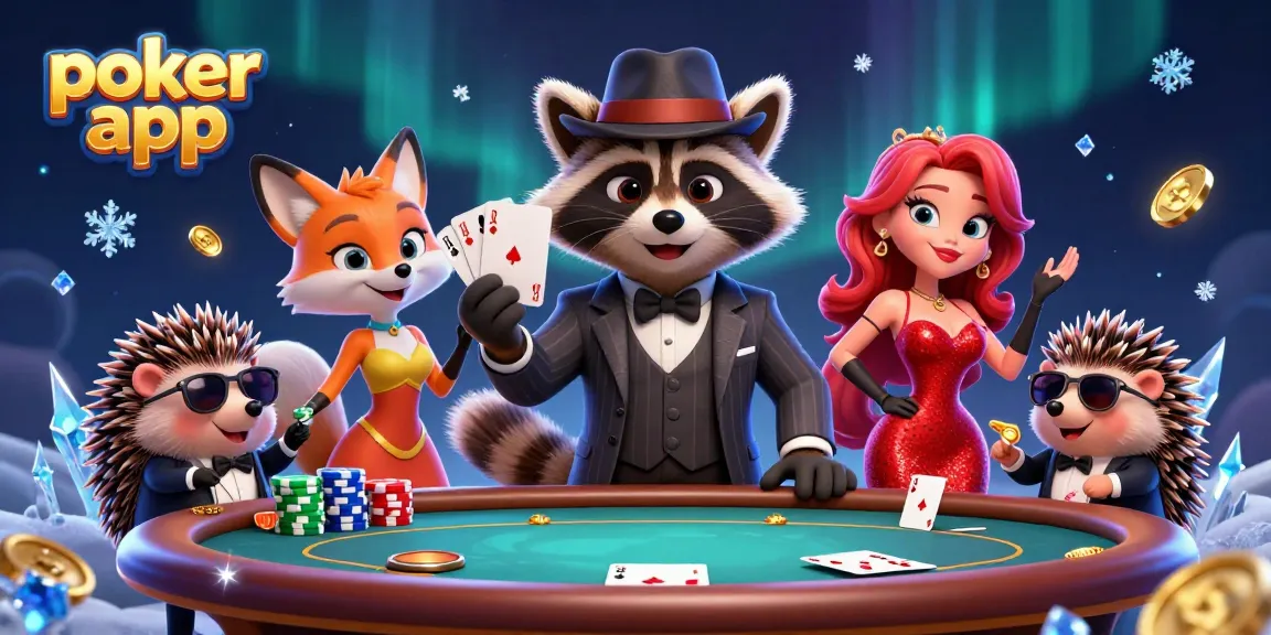 Gioca a poker app con un ricco set di personaggi e dettagli luminosi in un'atmosfera coinvolgente.