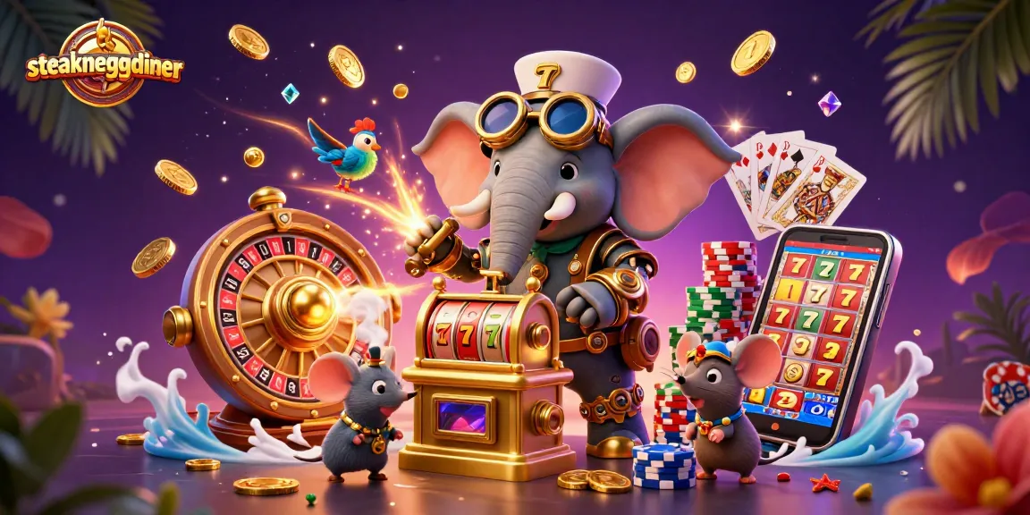 Engage with exciting winning opportunities at steakneggdiner’s dynamic gambling scene illustrated in vibrant detail.