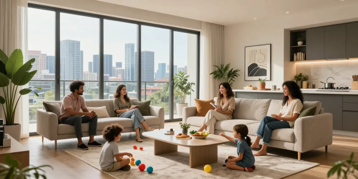 Dover Residences family enjoying modern condo lifestyle with skyline views and spacious living areas.