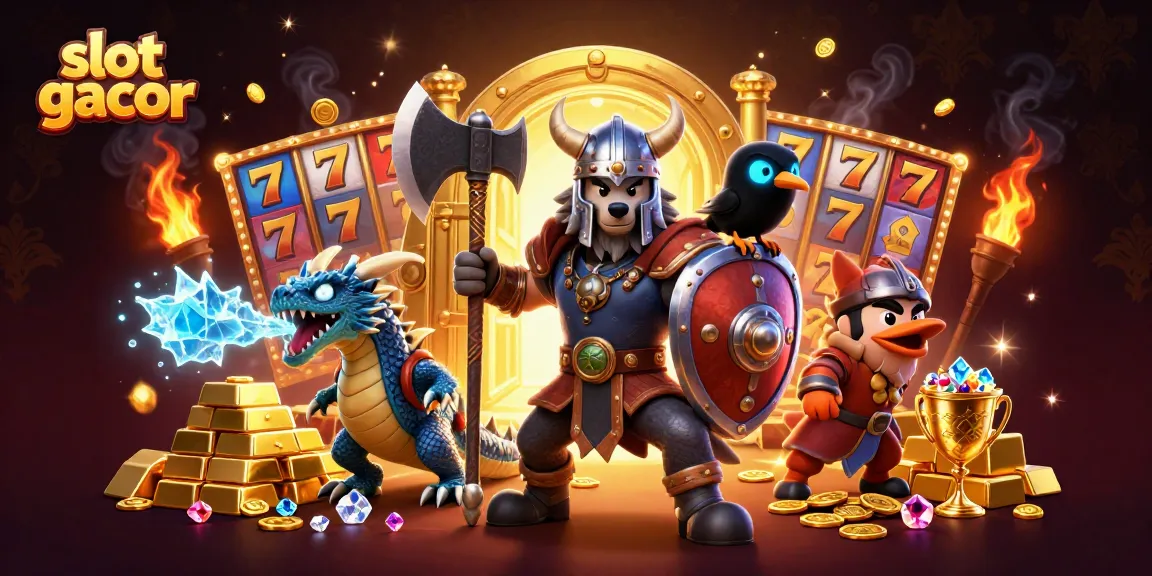 Experience slot gacor excitement with vibrant characters and treasure elements in this 3D illustration.