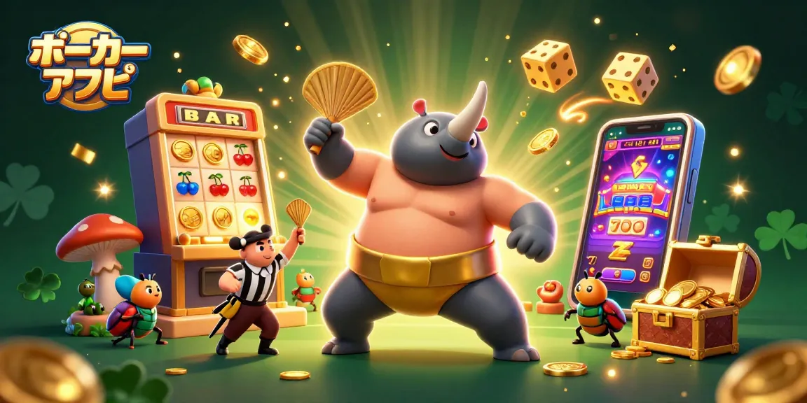 ポーカー アプリで遊ぶカブトムシの力強い姿勢と金色のコインのフライング演出