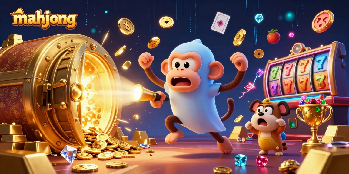 Engage in exciting Mahjong gameplay as the mischievous poltergeist monkey juggles riches in a vibrant casino.