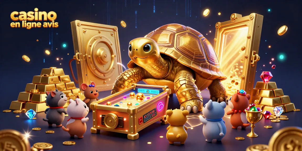 Casino en ligne avis : découvrez une scène de jeu vibrant avec une tortue géante en machine à billes.