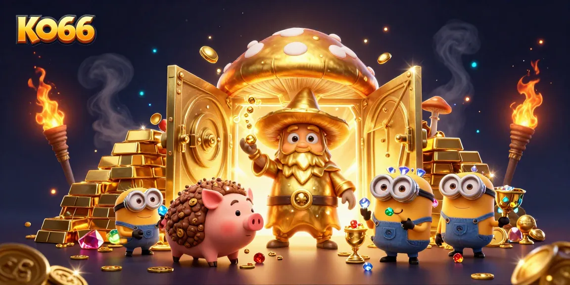 Experience the magic of KO66 with golden treasures, wizards, and vibrant gems!