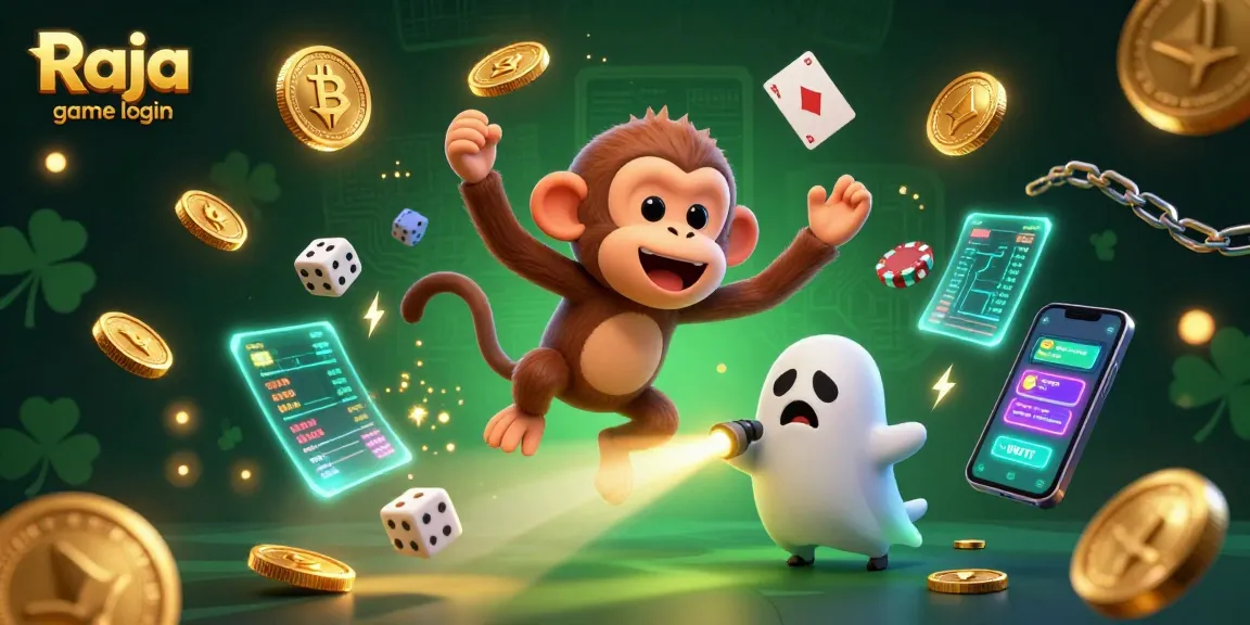 Engage in thrilling gameplay with Raja game login featuring a poltergeist monkey juggling coins and a ghost-hunter puppy.