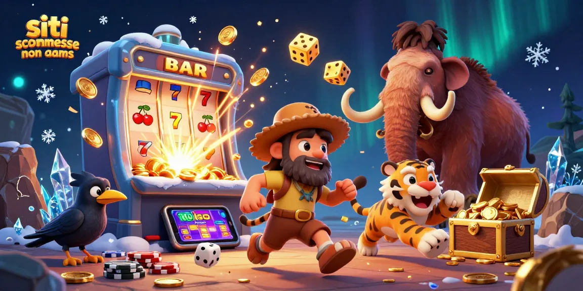Siti scommesse non AAMS: uomo delle caverne e tigre affiancati da un corvo in un casinò preistorico vibrante
