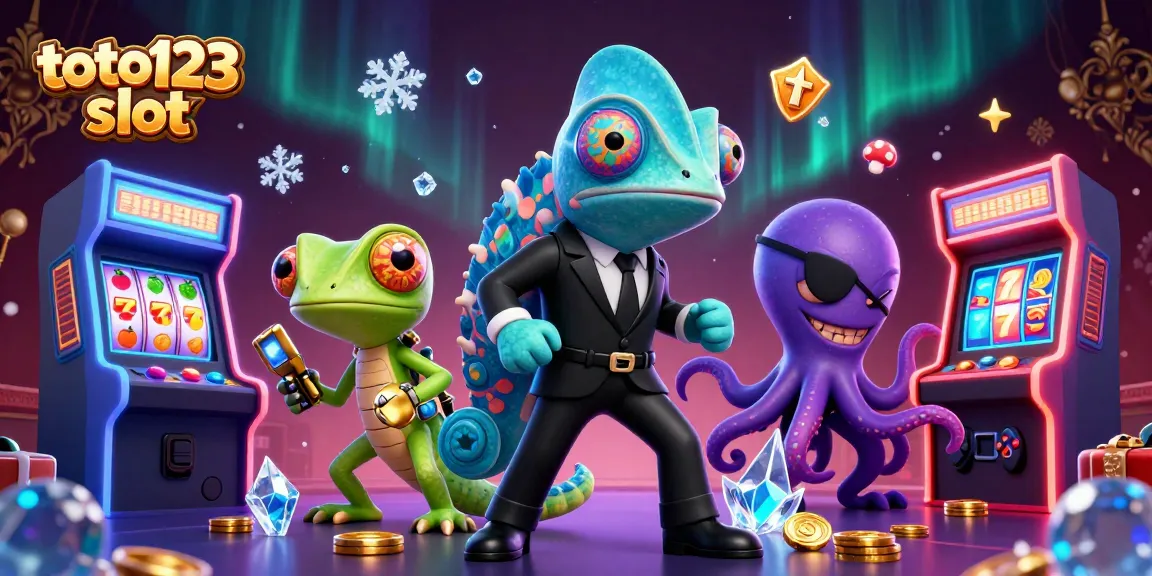 Engage in exhilarating gameplay at toto123 slot with a dynamic 3D casino illustration showcasing colorful gaming elements