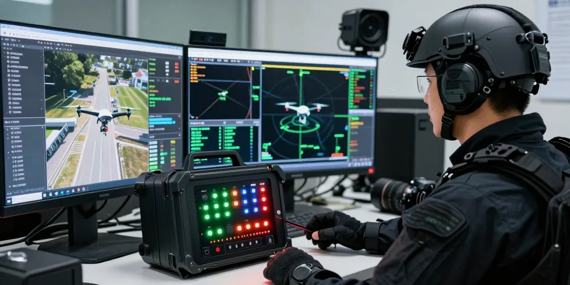 Active monitoring of an anti drone jammer system in a tactical security setup
