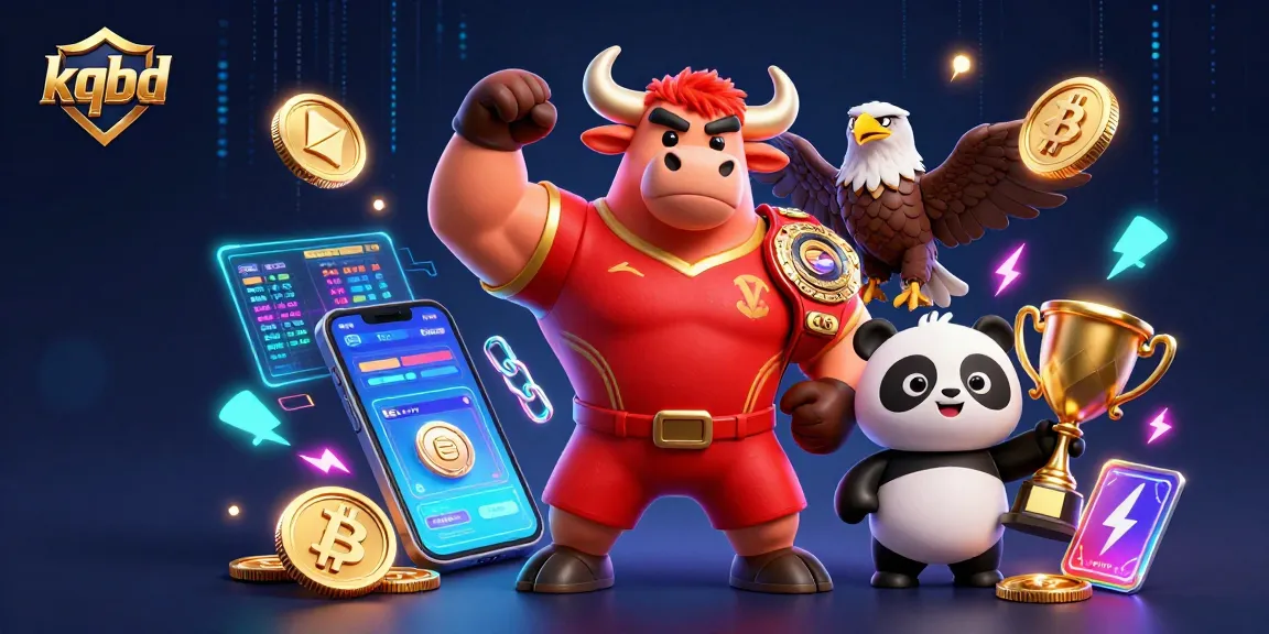 Engage with kqbd to celebrate a victorious gaming moment amidst vibrant cryptocurrency visuals.