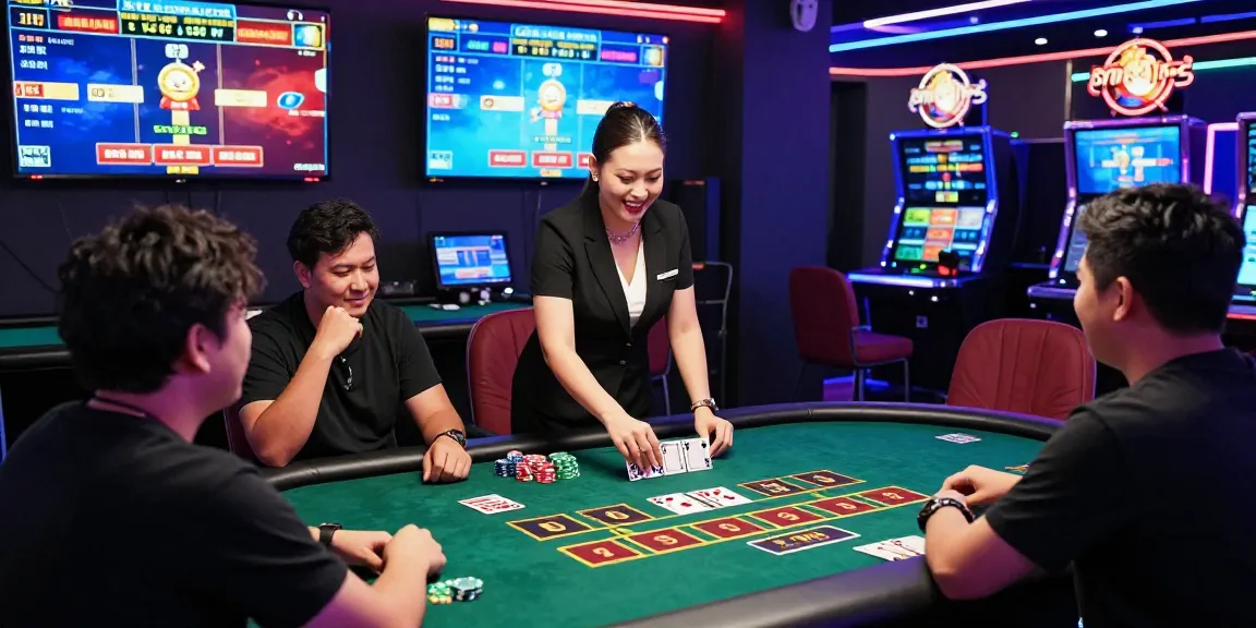 Mildcasino Live Taruhan Online players enjoying an exciting live casino session with a professional dealer.