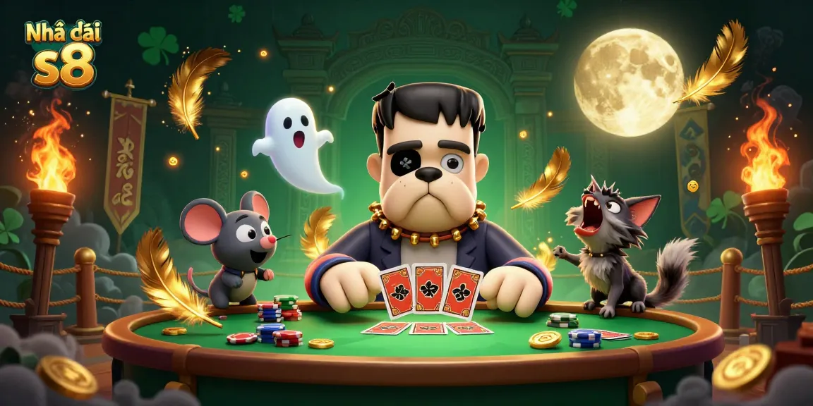 Place bets and win at Nhà cái s8 with a vibrant 3D casino illustration filled with excitement.