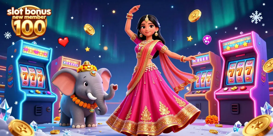 Play casino games with slot bonus new member 100 in this vibrant 3D illustration.