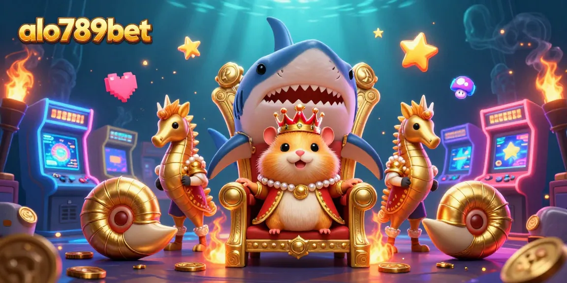 Boost your bets with the dynamic scene of alo789bet featuring a golden hamster king among vibrant gaming elements.