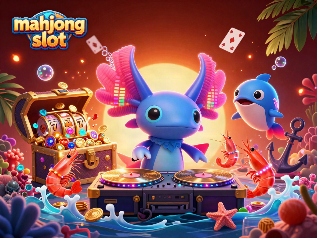 Experience the excitement of mahjong slot with a vibrant underwater DJ scene featuring animated creatures and stunning visuals.