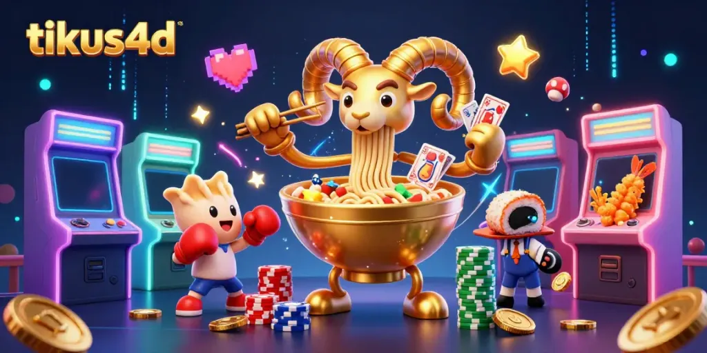 TIKUS4D menghadirkan ilustrasi menarik dari nuansa permainan kasino dengan karakter unik dan elemen game.