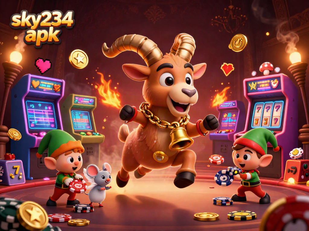 Engage with the exciting sky234 apk as the Krampus goat manages a lively holiday-horror casino with vibrant characters.