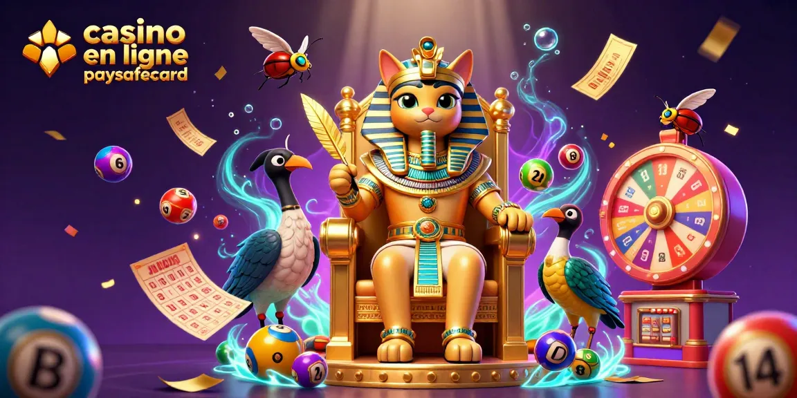 Jouez aux jeux de casino en ligne paysafecard avec la chance d'un pharaon égyptien sur un trône doré.