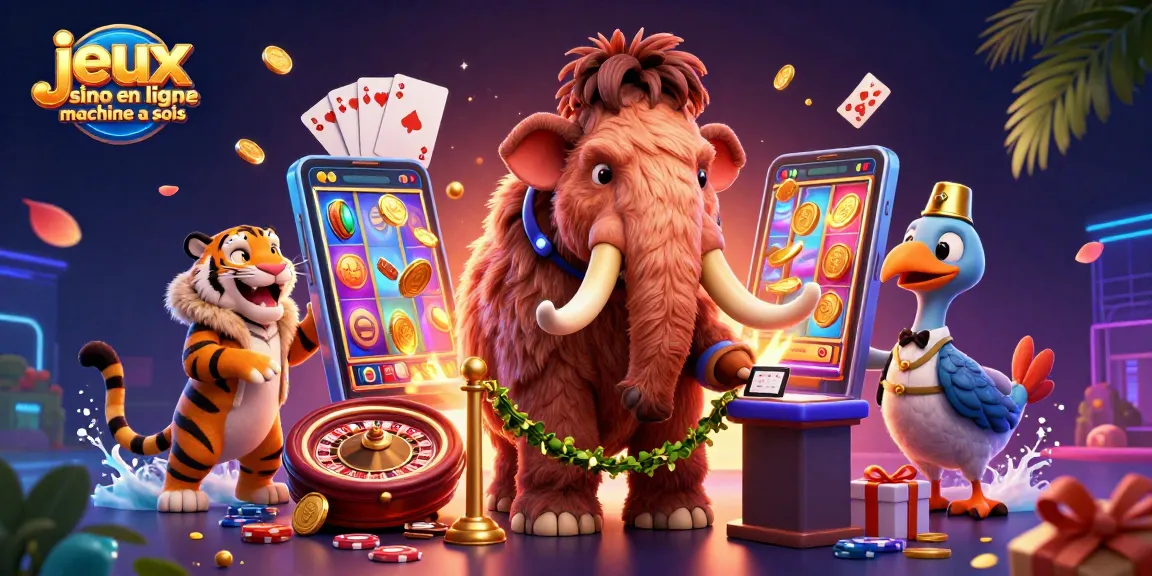Découvrez une illustration dynamique avec une ambiance de jeux casino en ligne machine à sous captivante.