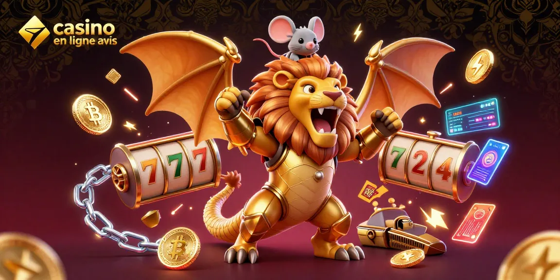 Évaluation de casino en ligne avis avec des personnages de jeu immersifs et des éléments de crypto-monnaie.