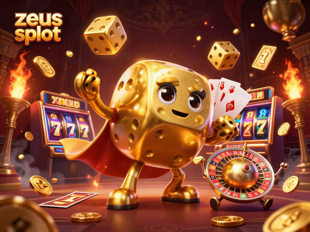 Win big with zeus slot in this vibrant, dynamic 3D casino-themed illustration packed with action.
