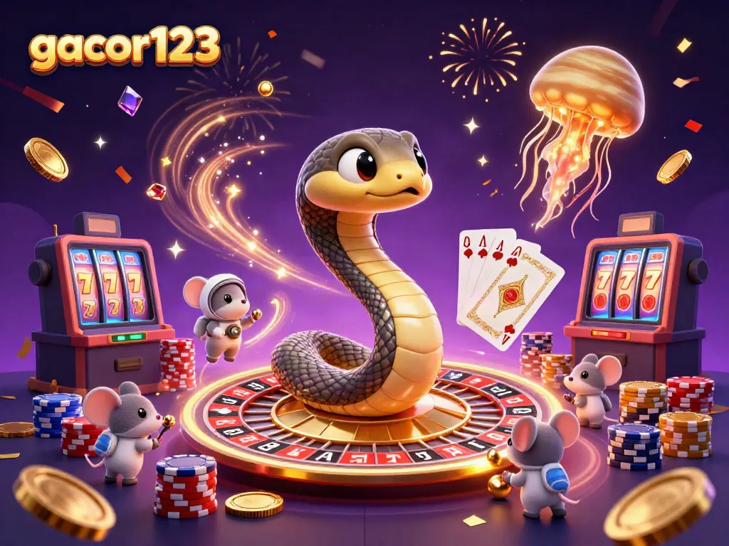 Experience gacor123 excitement with vibrant cosmic casino art, featuring high-tech gambling elements.