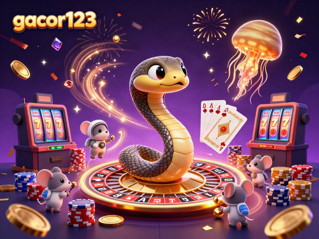 Experience gacor123 excitement with vibrant cosmic casino art, featuring high-tech gambling elements.