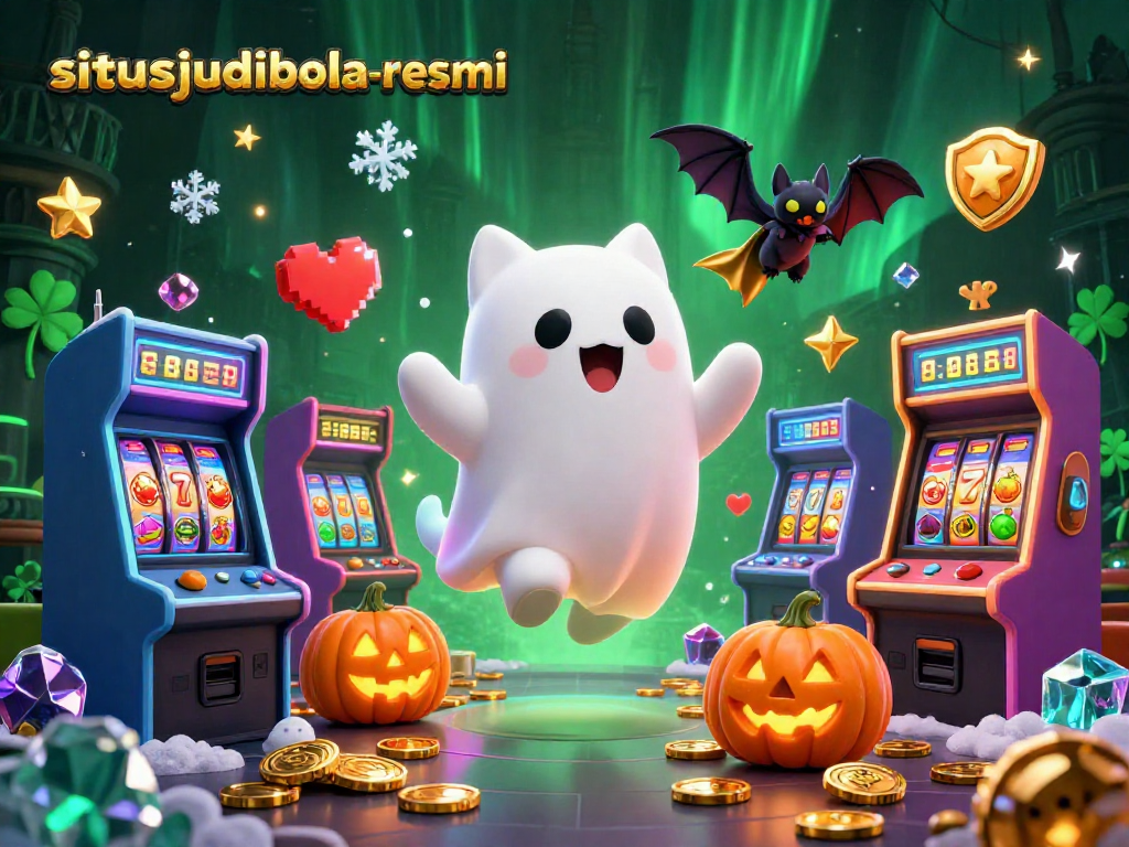 Engage in thrilling gameplay at situsjudibola-resmi with our friendly ghost cat and vibrant casino elements.