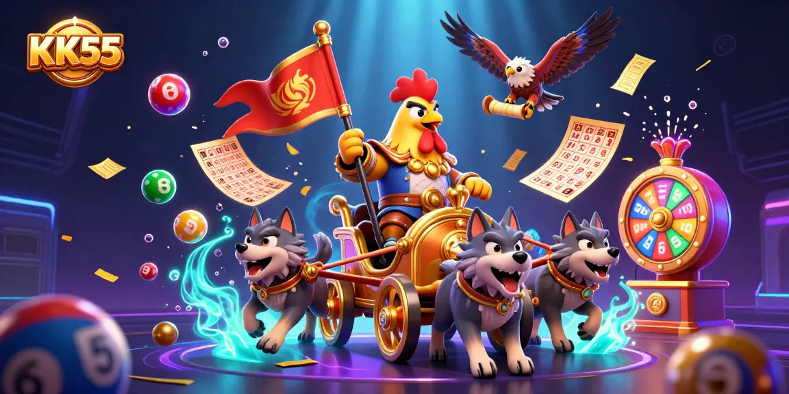 Experience KK55 in an exciting 3D cartoon scene with dynamic gaming elements and vibrant visuals.