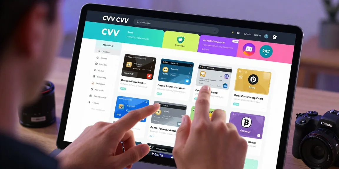 Engaging scene of a user exploring a fresh CVV shop online, showcasing vibrant digital interface and secure payment options.
