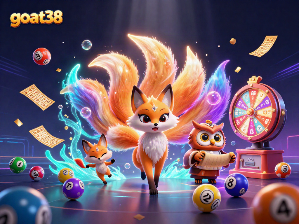 Engage with goat38 in a vibrant lottery scene with colorful elements and animated characters.