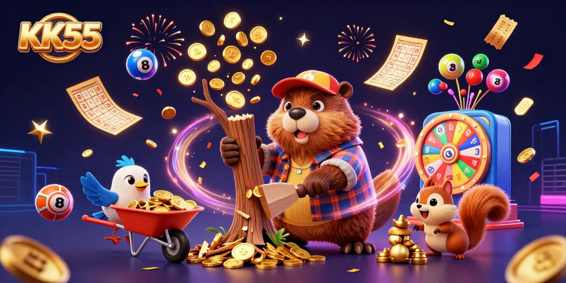 Experience KK55's thrilling gaming scene with dynamic characters and vibrant casino elements.