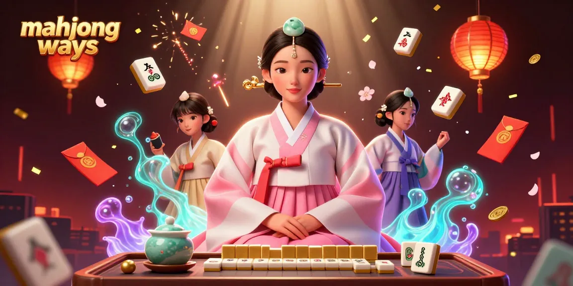 Experience the thrill of mahjong ways with a serene Asian woman amidst golden tiles and festive decorations.