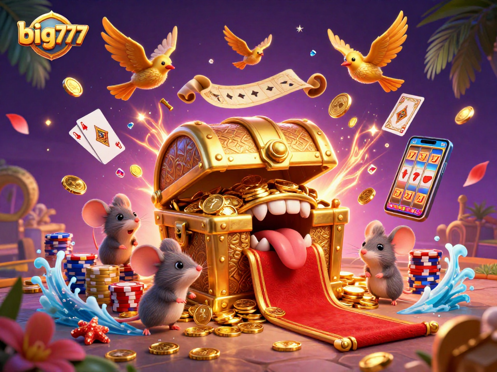Experience the excitement of big777 with cartoony treasure games and vibrant casino elements.