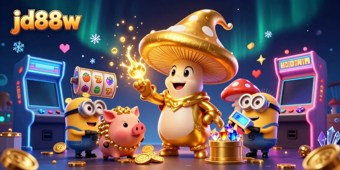 Engage with jd88w in an enchanting casino through magical golden spores and treasures.