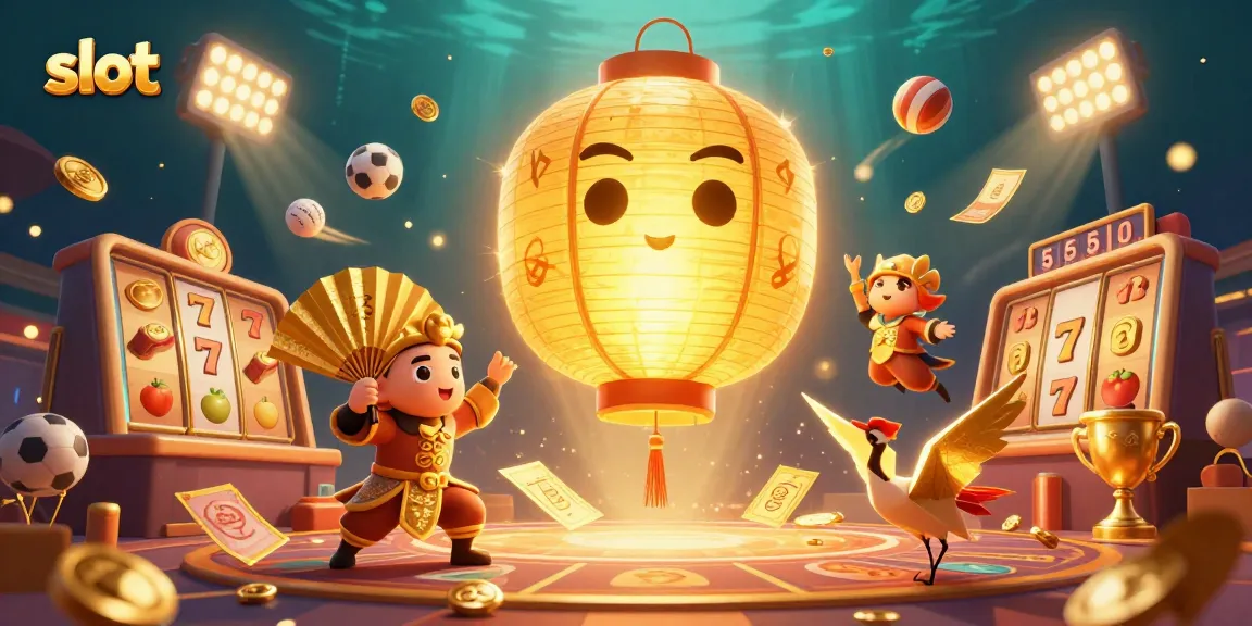 Putaran slot yang gembira dengan jackpot maxwin dan simbol keberuntungan di kasino online.
