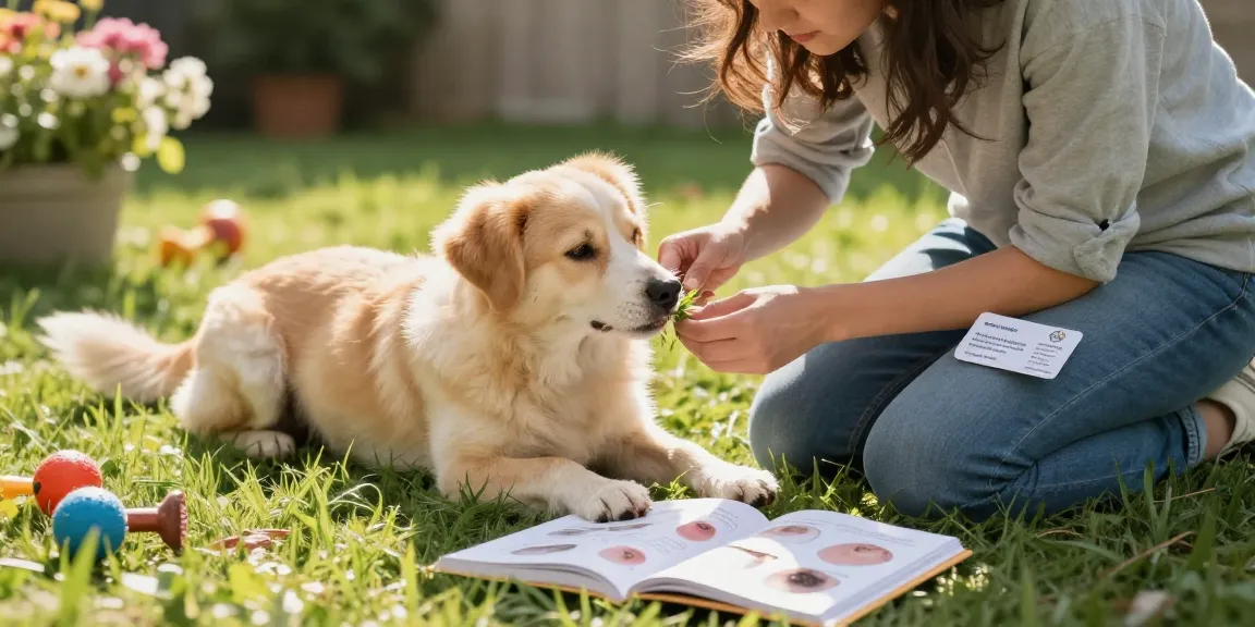 Skin tags on a dog's lip examined by a caring owner in a sunny park setting, highlighting pet health awareness.